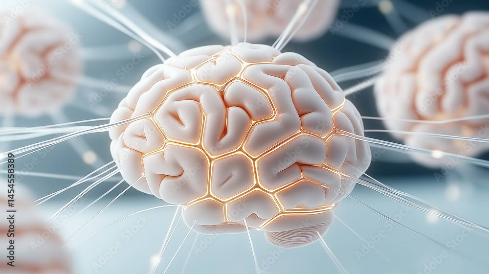 Poster a conceptual visualization of artificial general intelligence (agi) interconnecting lines ,surrounde