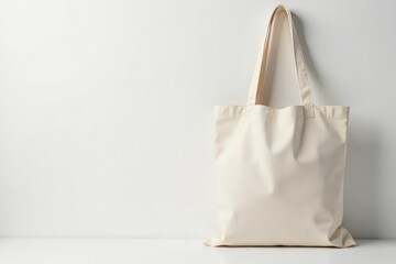 Single reusable canvas tote bag, white background , shopping, product photography
