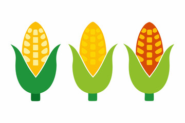set of Corn Cob icon silhouette vector illustration