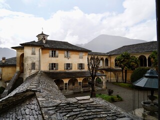 View of the Italian mountain monastery, Sacro Monte di Varallo, Varallo (VC), Central Alps, Italy