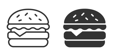 Vector icon of burger sandwich in minimal black style.