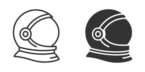 Vector icon of astronaut helmet in outline and solid style.
