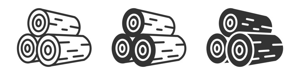 Vector icon of stacked logs in outline and solid style.