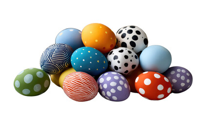 Easter Eggs: A vibrant collection of beautifully painted eggs, each adorned with unique patterns and colors, symbolizing the joy and renewal of the Easter season.