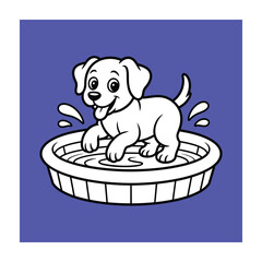 Naughty Black Outline Dog Vector for Coloring Pages, Funny Puppy Design