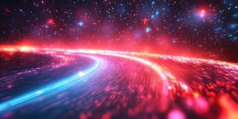 Obraz premium Futuristic abstract motion blur with neon light streaks