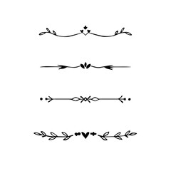 Title: Dividers doodle set. Wedding decorative elements. Hand drawn vector illustration isolated on white background. Text dividers doodle set. Wedding decorative elements.

