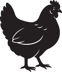 Fototapeta premium Black Hen Silhouette on White Background – Farm Animal Vector Clipart
