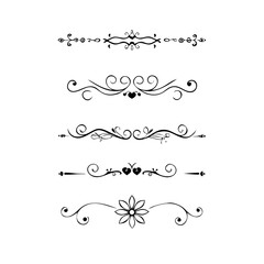 Title: Dividers doodle set. Wedding decorative elements. Hand drawn vector illustration isolated on white background. Text dividers doodle set. Wedding decorative elements.


