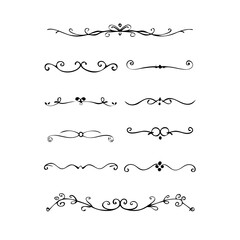 Obraz premium Title: Dividers doodle set. Wedding decorative elements. Hand drawn vector illustration isolated on white background. Text dividers doodle set. Wedding decorative elements.