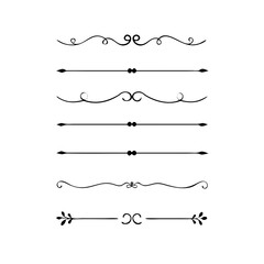 Title: Dividers doodle set. Wedding decorative elements. Hand drawn vector illustration isolated on white background. Text dividers doodle set. Wedding decorative elements.

