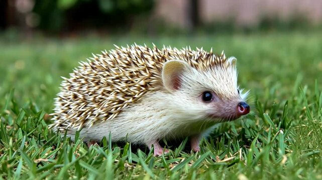 Cute hedgehog in a grassy field