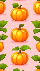 Pumpkin Pattern on Pink Background