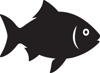 Black Fish Silhouette Vector on White Background – Aquatic Animal vector illustration