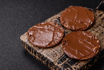 Matzah with chocolate paste for the Jewish holiday of passover