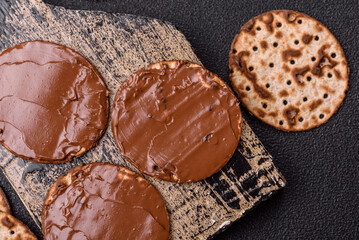 Matzah with chocolate paste for the Jewish holiday of passover