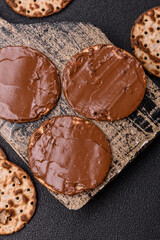 Matzah with chocolate paste for the Jewish holiday of passover