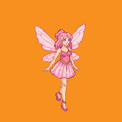 Pixel art beautiful pink hair fairy