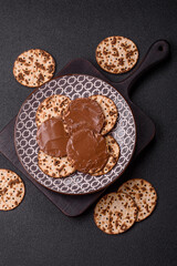 Matzah with chocolate paste for the Jewish holiday of passover