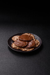 Matzah with chocolate paste for the Jewish holiday of passover