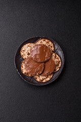 Matzah with chocolate paste for the Jewish holiday of passover
