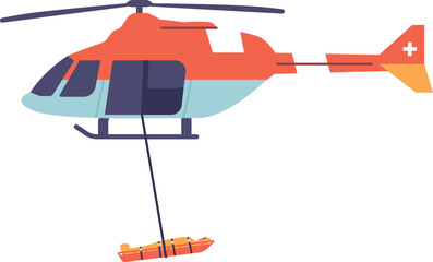 Fototapeta premium Helicopter rescuing victim vector illustration