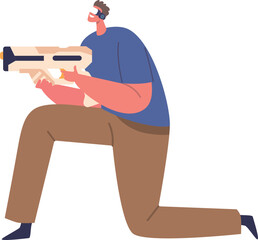 Gamer in vr with shotgun