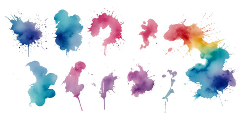 Set of colorful abstract watercolor splash brush strokes vector background. Colors watercolor paint stains vector texture background.	