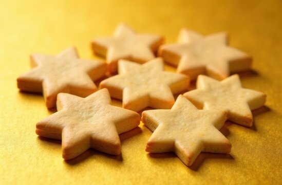 Golden background with star-shaped shortbread cookies