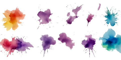 watercolor vector stains colors splash collection. Set of watercolor brush strokes