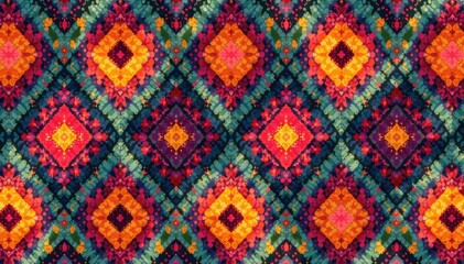 Fototapeta premium Geometric tapestry pattern, bold colors, modern design, contemporary, shapes, texture