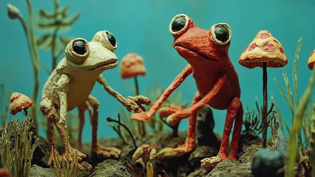 Cute Green Tree Frog 3D Animation Isolated on White Background