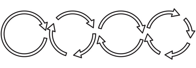 Circle arrow vector, icon set. Flat style icon recycle arrow symbol web graphic design. Rotation arrows icons. Vector illustration