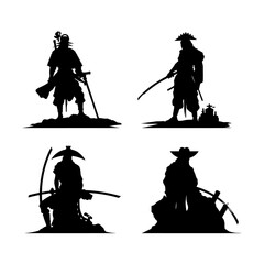 Obraz premium Samurai Warrior clipart Silhouette