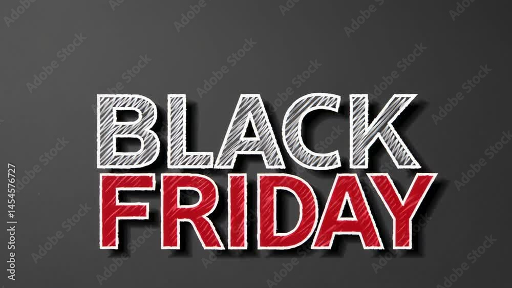 Aufkleber Animated sequence of black friday sale graphics with a textured, sketched effect on dark gray background, ideal for retail promotions and advertising