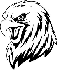 Obraz premium Bald Eagle Head Mascot Screaming with Sharp Beak and Fierce Eyes