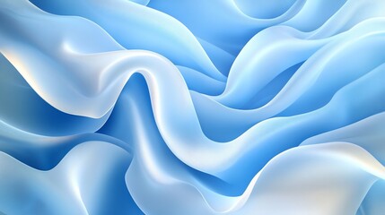 Obraz premium Elegant light blue fabric waves background, abstract smooth flow texture