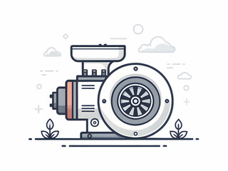 Obraz premium Illustration of Mechanical Device Design on White Background