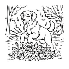 Naughty Black Outline Dog Vector for Coloring Pages, Funny Puppy Design