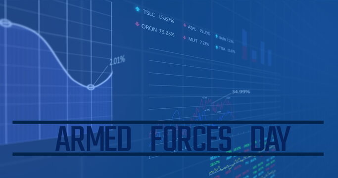 Image of data processing over armed forces day text