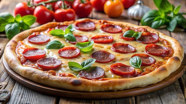 Delicious hot pepperoni pizza flat lay in wide format made for commercial use online food advertisements and promotional materials milkyhexddway pizzas Backgrounds ads