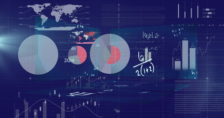 Image of data processing over blue background