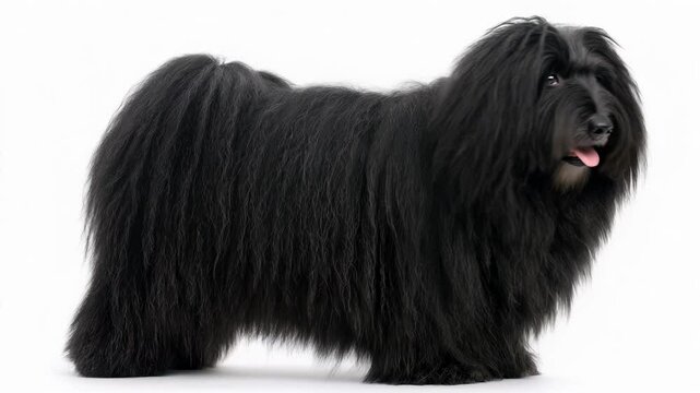 Puli dog enjoys fresh grooming at the salon after a thorough combing session