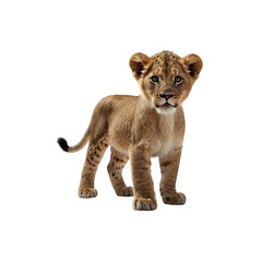 Obraz premium Lion cub standing cute and adorable generative AI
