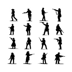 Obraz premium Wild West Gunfight Silhouette set