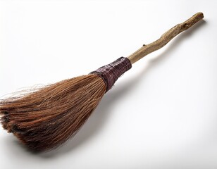 witch s magic broom isolated on white background
