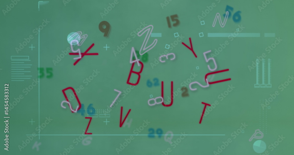 Poster showing floating alphanumeric characters drifting on dashboard screen, with grid lines and axes