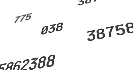 Displaying large black number 5862388 floating in abstract space, with other numbers, copy space