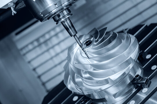 Metal machine tools industry. CNC turning milling factory processes steel turbine part process