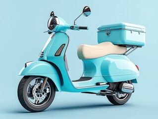 Stylish Light Blue Scooter: Retro design meets modern appeal on two wheels, perfect for city cruising.
